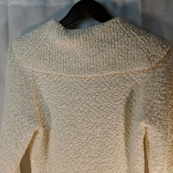 Jana Textured Knit Sweater Long Sleeve Cowl Turtle Neck Collar Cream White M Med - Picture 8 of 12